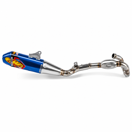 FMF FACTORY 4.1 RCT TITANIUM ANODIZED FULL SYSTEM BLUE CARBON END CAP FOR YZ450F/FX