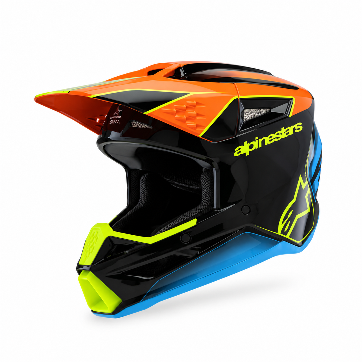 ALPINESTARS YOUTH SM3 HELMET - FRAY - Gloss Black/Orange/Yellow Fluo